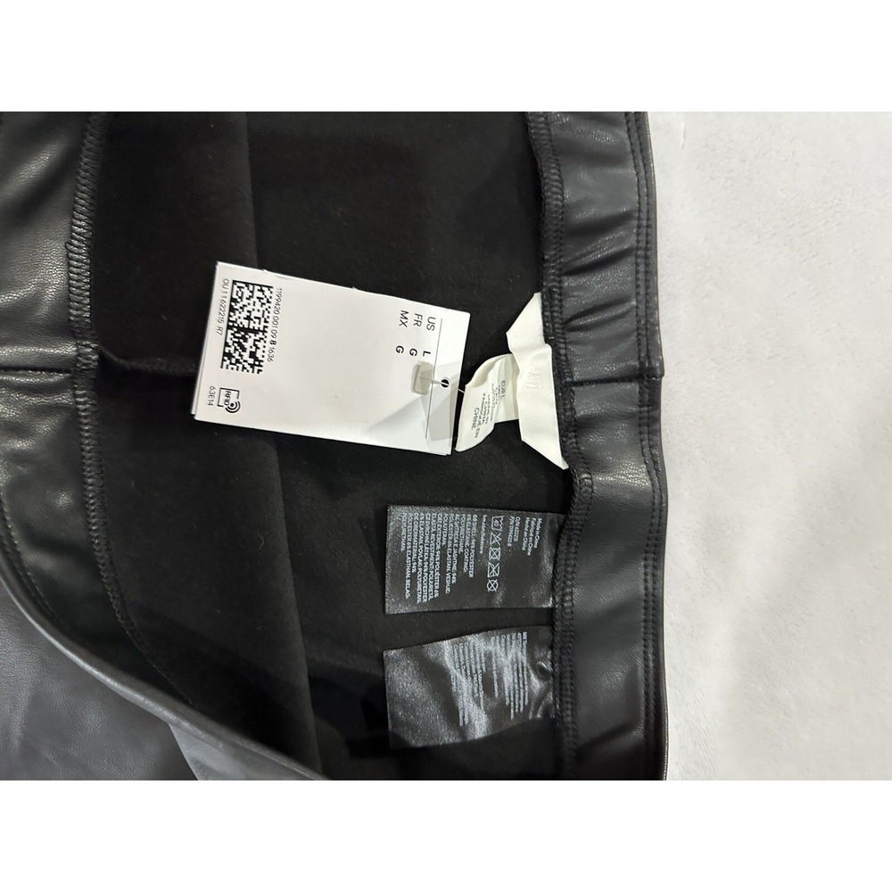HM Womens High Waisted Black Faux Leather Leggings Slim Fit Size L New NWT - Picture 7 of 9